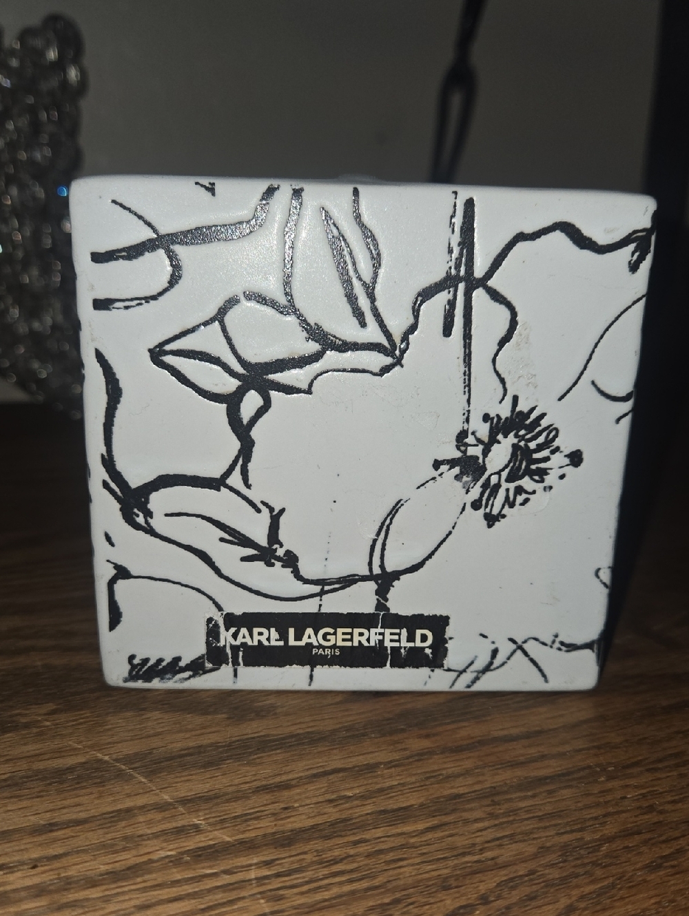 Karl Lagerfeld White Box with Black Floral Sketch
